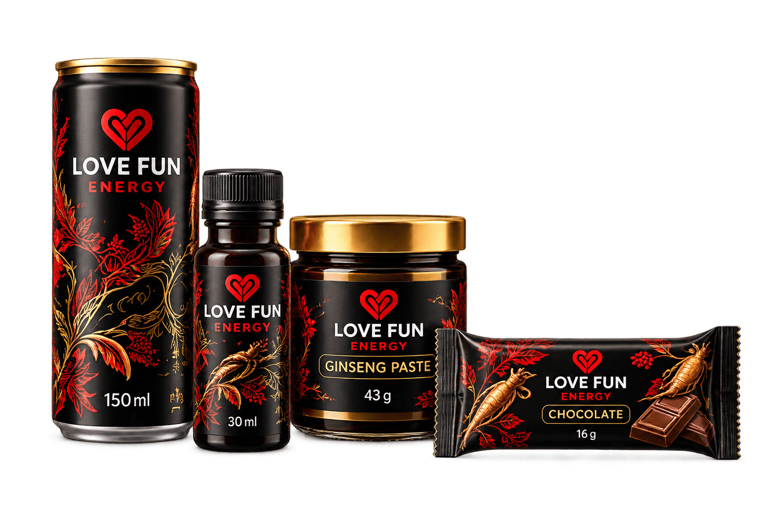 Love Fun Energy-ის სასმელი, შოთი, პასტა და შოკოლადი